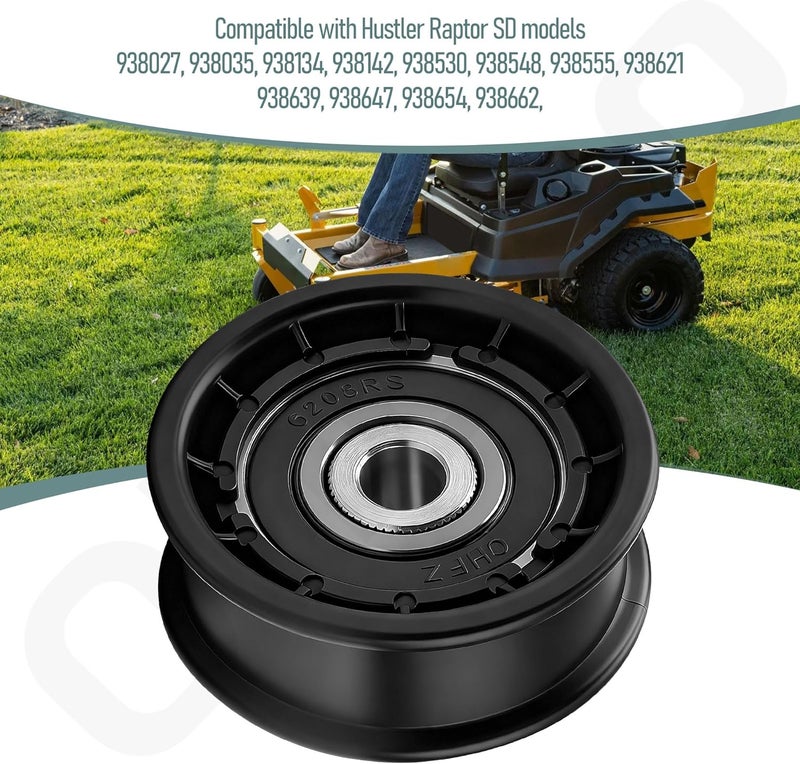 Ohoho 604491 Flat Idler Pulley Compatible with Hustler Raptor 931741 931881 931899 933069 933077 - ID 3/8", OD 2" - Image 5